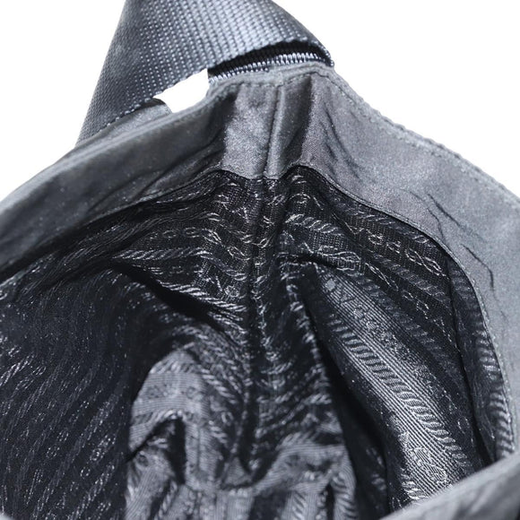 PRADA Shoulder Bag Nylon Silver Black Auth 159972