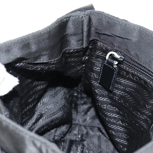 PRADA Shoulder Bag Nylon Silver Black Auth 159972