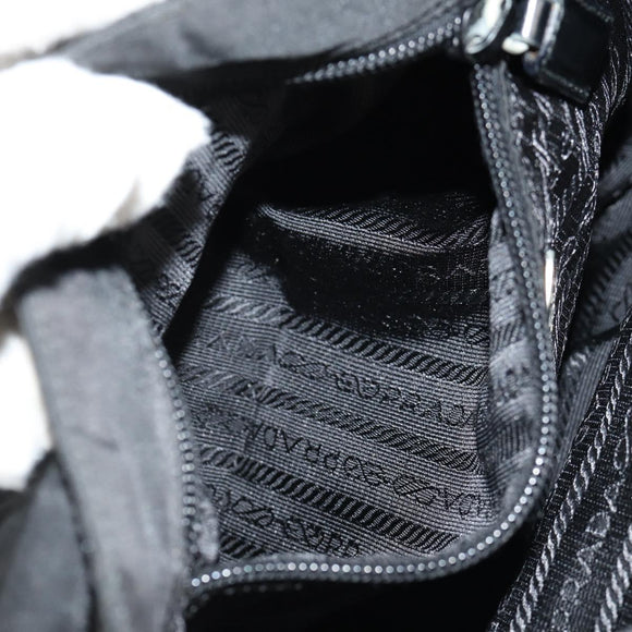 PRADA Shoulder Bag Nylon Silver Black Auth 159972