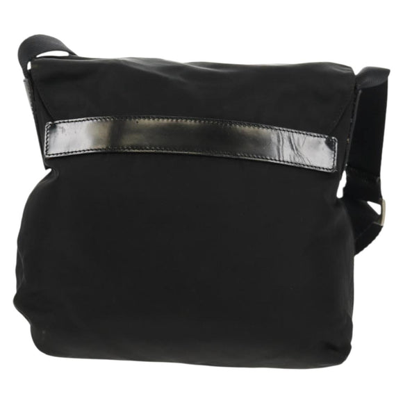 PRADA Shoulder Bag Nylon Silver Black Auth 159972