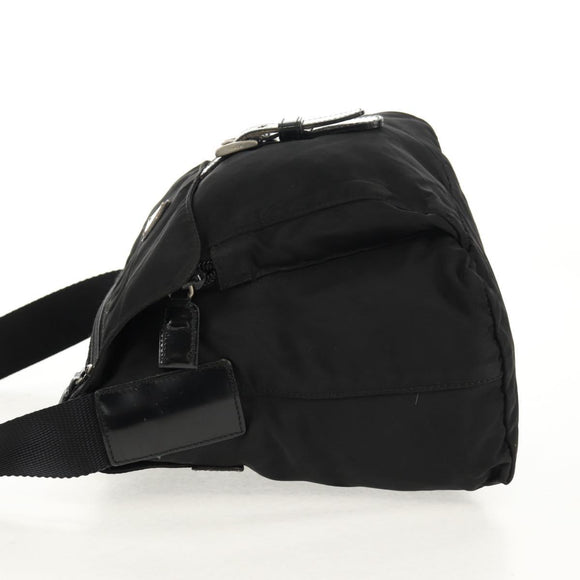 PRADA Shoulder Bag Nylon Silver Black Auth 159972