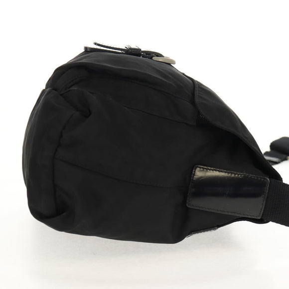 PRADA Shoulder Bag Nylon Silver Black Auth 159972