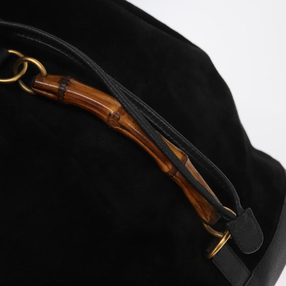 GUCCI Bamboo Backpack Suede Black Gold 003 2855 0043 0 Auth 159977