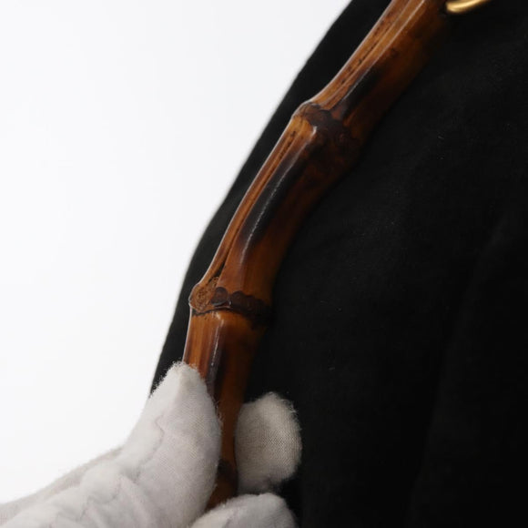 GUCCI Bamboo Backpack Suede Black Gold 003 2855 0043 0 Auth 159977