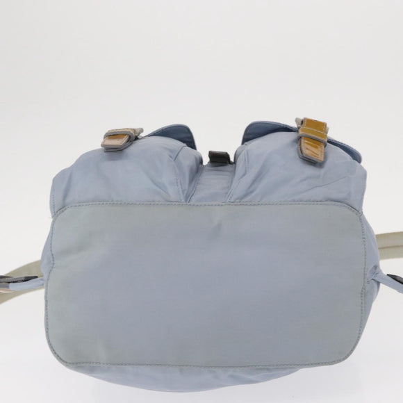 PRADA Backpack Nylon Light Blue Silver Auth 159978