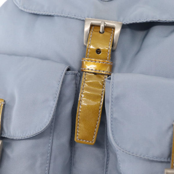 PRADA Backpack Nylon Light Blue Silver Auth 159978
