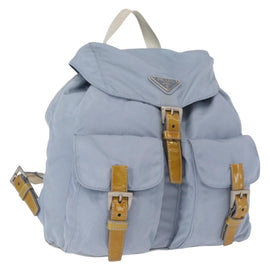 PRADA Backpack Nylon Light Blue Silver Auth 159978