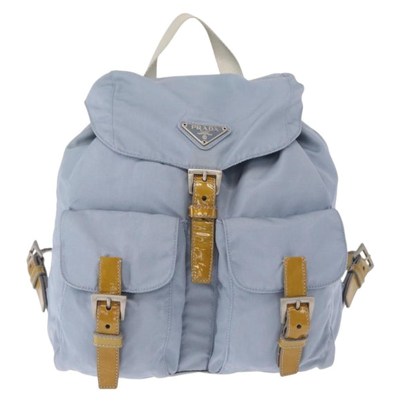 PRADA Backpack Nylon Light Blue Silver Auth 159978