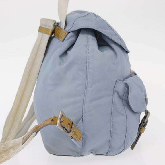 PRADA Backpack Nylon Light Blue Silver Auth 159978