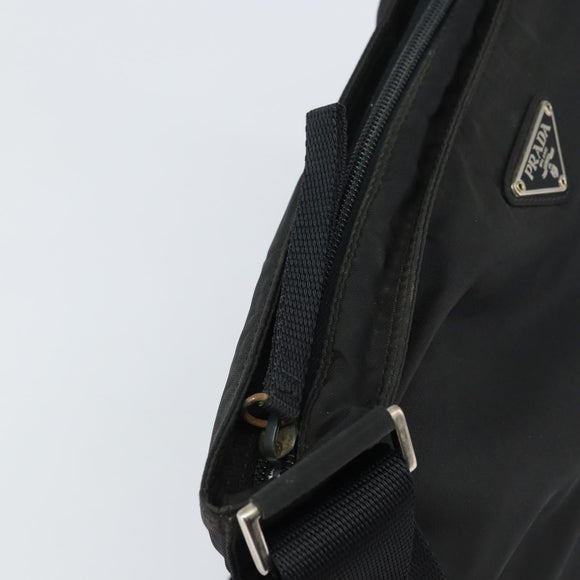 PRADA Shoulder Bag Nylon Silver Black Auth 159980