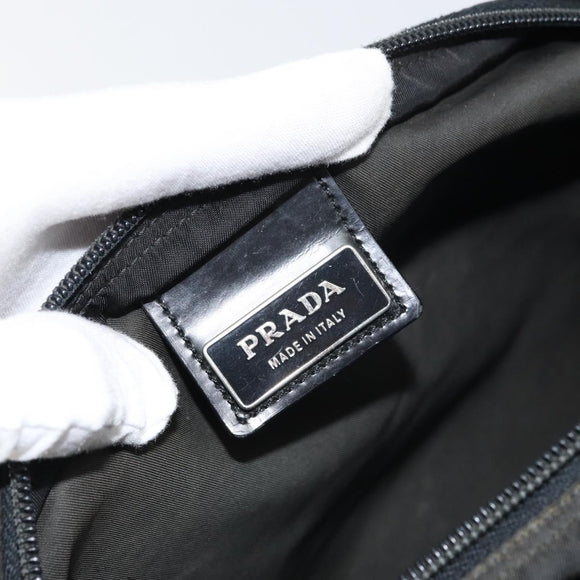 PRADA Shoulder Bag Nylon Silver Black Auth 159980