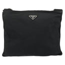 PRADA Shoulder Bag Nylon Silver Black Auth 159980-13