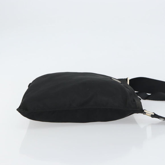 PRADA Shoulder Bag Nylon Silver Black Auth 159980