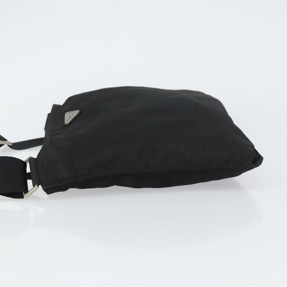 PRADA Shoulder Bag Nylon Silver Black Auth 159980