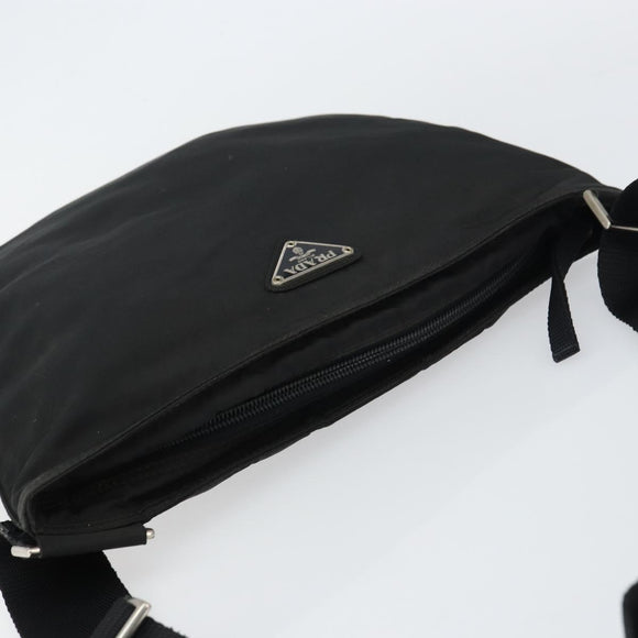 PRADA Shoulder Bag Nylon Silver Black Auth 159980