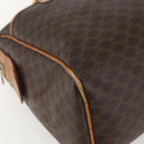 CELINE Macadam Canvas Boston Bag PVC Leather Brown Gold Auth 159982-11