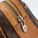 CELINE Macadam Canvas Boston Bag PVC Leather Brown Gold Auth 159982-14