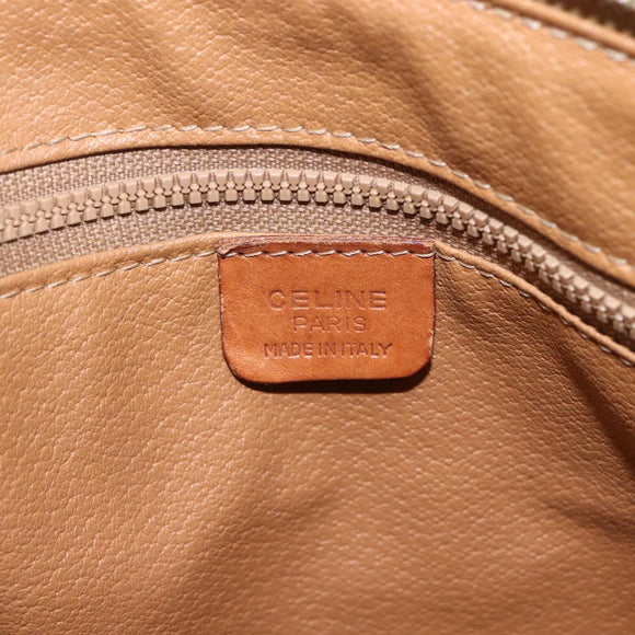 CELINE Macadam Canvas Boston Bag PVC Leather Brown Gold Auth 159982