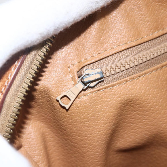 CELINE Macadam Canvas Boston Bag PVC Leather Brown Gold Auth 159982