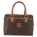 CELINE Macadam Canvas Boston Bag PVC Leather Brown Gold Auth 159982-2