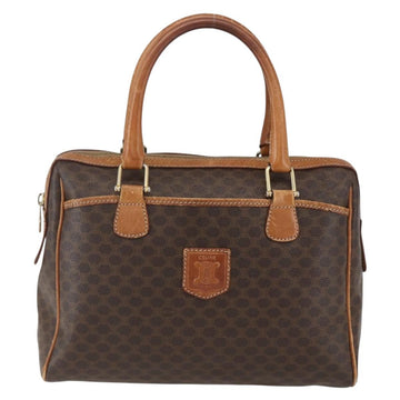 CELINE Macadam Canvas Boston Bag PVC Leather Brown Gold Auth 159982 - 0
