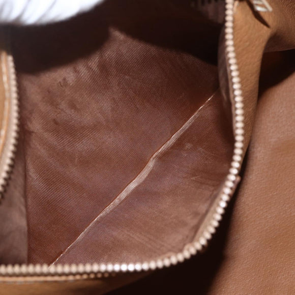 CELINE Macadam Canvas Boston Bag PVC Leather Brown Gold Auth 159982