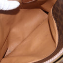 CELINE Macadam Canvas Boston Bag PVC Leather Brown Gold Auth 159982-23