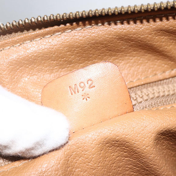 CELINE Macadam Canvas Boston Bag PVC Leather Brown Gold Auth 159982