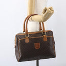CELINE Macadam Canvas Boston Bag PVC Leather Brown Gold Auth 159982-25
