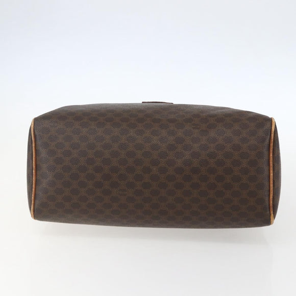 CELINE Macadam Canvas Boston Bag PVC Leather Brown Gold Auth 159982