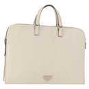 PRADA Hand Bag Safiano leather White Silver Auth 159983-1