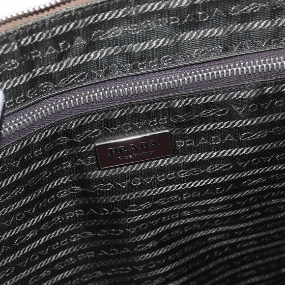 PRADA Hand Bag Safiano leather White Silver Auth 159983