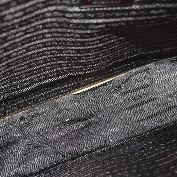 PRADA Hand Bag Safiano leather White Silver Auth 159983