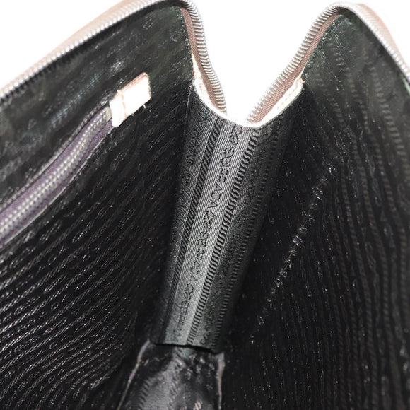 PRADA Hand Bag Safiano leather White Silver Auth 159983