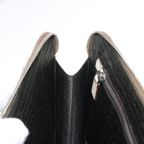 PRADA Hand Bag Safiano leather White Silver Auth 159983