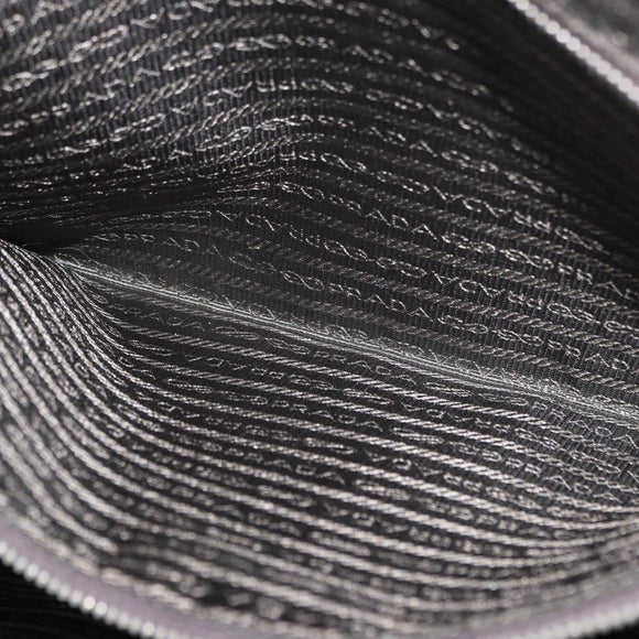 PRADA Hand Bag Safiano leather White Silver Auth 159983