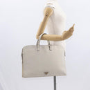 PRADA Hand Bag Safiano leather White Silver Auth 159983-23