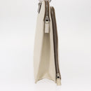 PRADA Hand Bag Safiano leather White Silver Auth 159983-3