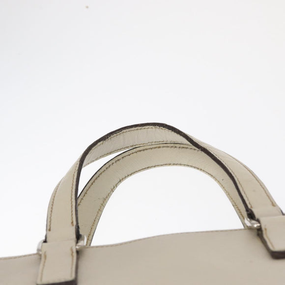 PRADA Hand Bag Safiano leather White Silver Auth 159983