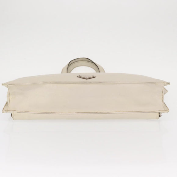 PRADA Hand Bag Safiano leather White Silver Auth 159983