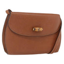 GUCCI Bamboo Shoulder Bag Leather Brown Gold Auth 159984-1