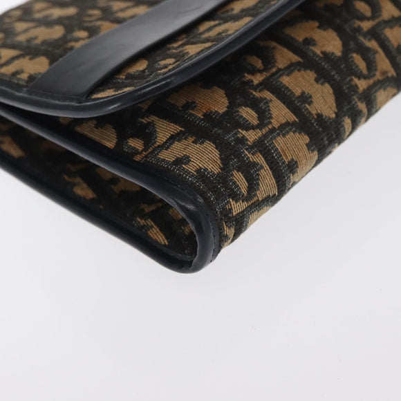 Christian Dior Trotter Canvas Chain Shoulder Bag Navy Gold Auth 159985