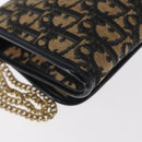 Christian Dior Trotter Canvas Chain Shoulder Bag Navy Gold Auth 159985-12