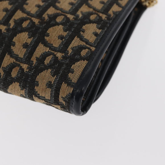 Christian Dior Trotter Canvas Chain Shoulder Bag Navy Gold Auth 159985