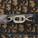 Christian Dior Trotter Canvas Chain Shoulder Bag Navy Gold Auth 159985-14