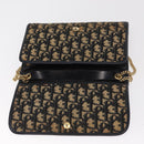 Christian Dior Trotter Canvas Chain Shoulder Bag Navy Gold Auth 159985-15