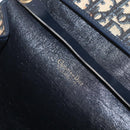 Christian Dior Trotter Canvas Chain Shoulder Bag Navy Gold Auth 159985-16