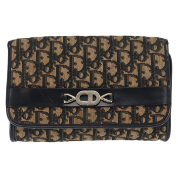 Christian Dior Trotter Canvas Chain Shoulder Bag Navy Gold Auth 159985 - 0