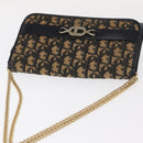 Christian Dior Trotter Canvas Chain Shoulder Bag Navy Gold Auth 159985-6