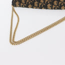 Christian Dior Trotter Canvas Chain Shoulder Bag Navy Gold Auth 159985-7